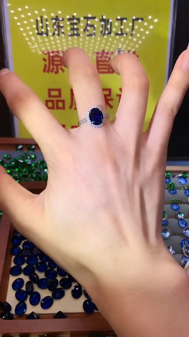 蓝宝石戒指银S925镶嵌.......