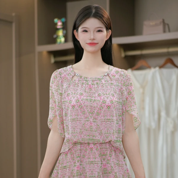 夏季新款时尚大气简约百搭气质优雅遮肉显瘦假两件连衣裙M-4XL