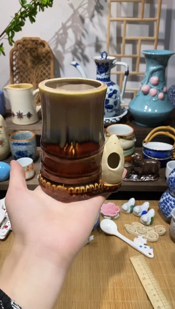 瓷片全老物件笔筒