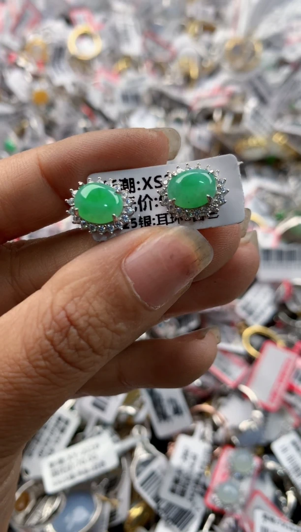 银S925镶嵌戒指翡翠181818----10