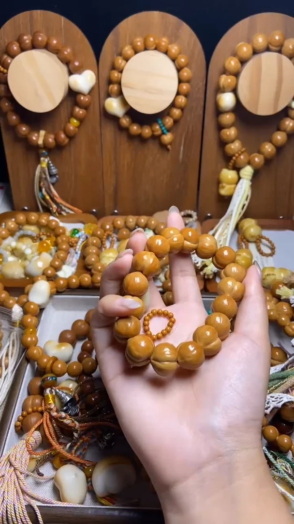 手串猴头核桃芸**生全品聚宝盆发财橄榄壳吊坠檀木葫芦手串