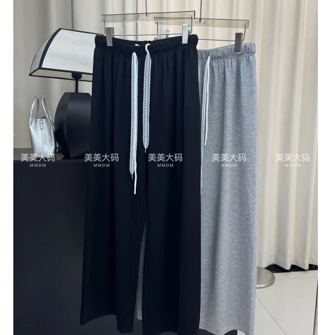 7793休闲裤 美美家 2025年夏季大码休闲裤时尚百搭舒适松紧腰阔腿