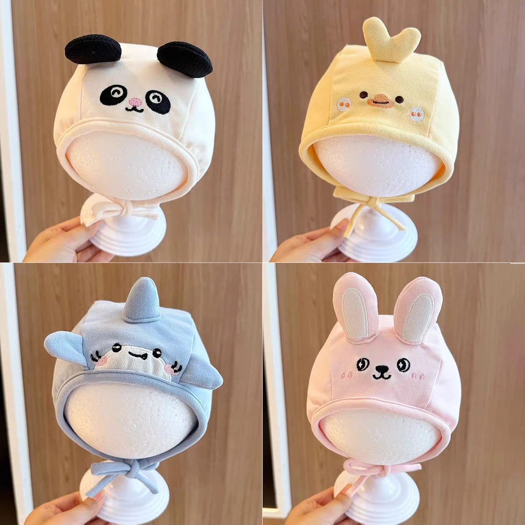 可爱婴幼儿护耳帽秋冬季薄款户外防风保暖包头帽卡通超萌宝宝胎帽