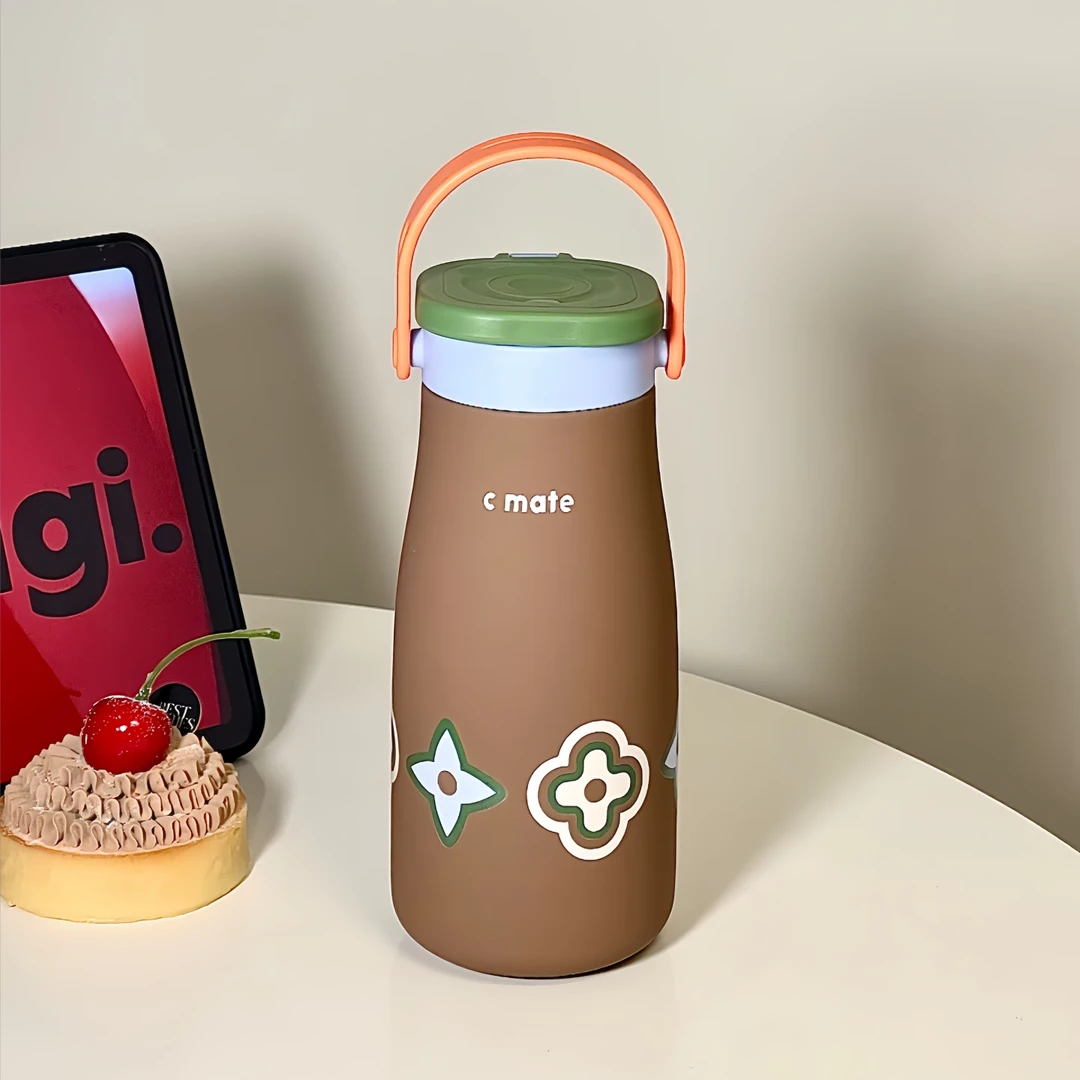 新款高颜值大容量吸管保温保冰杯学生便携水杯带茶仓陶瓷覆层无星