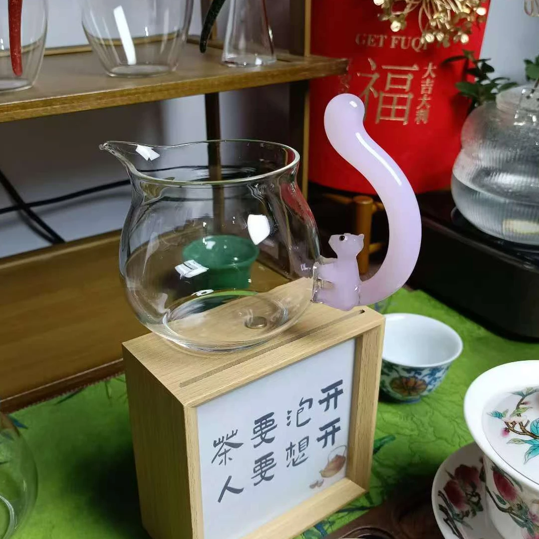 【七月】松鼠 玻璃高硼硅耐热杯子 水杯仙女杯公道杯