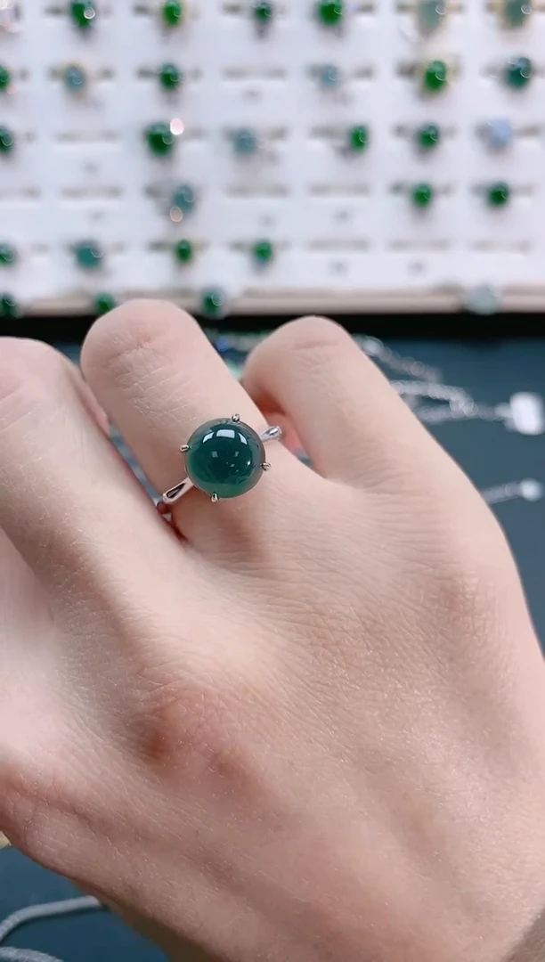 【闪购商品】翡翠戒指银S925镶嵌天然翡翠