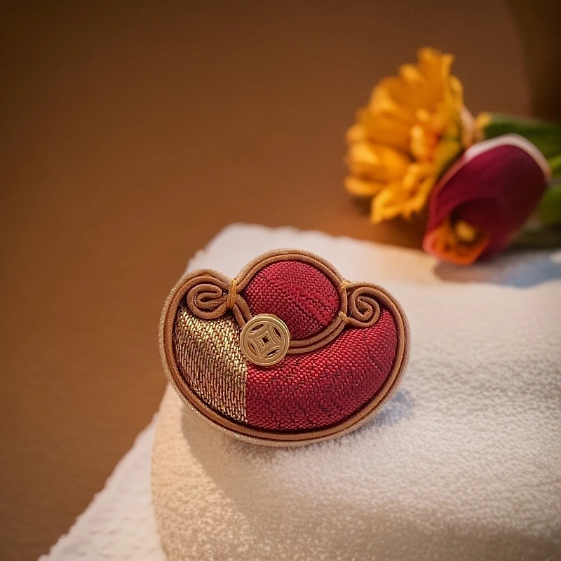 非金属布艺胸针 【元宝】胸针红色纯手工民族风素款仿古手作