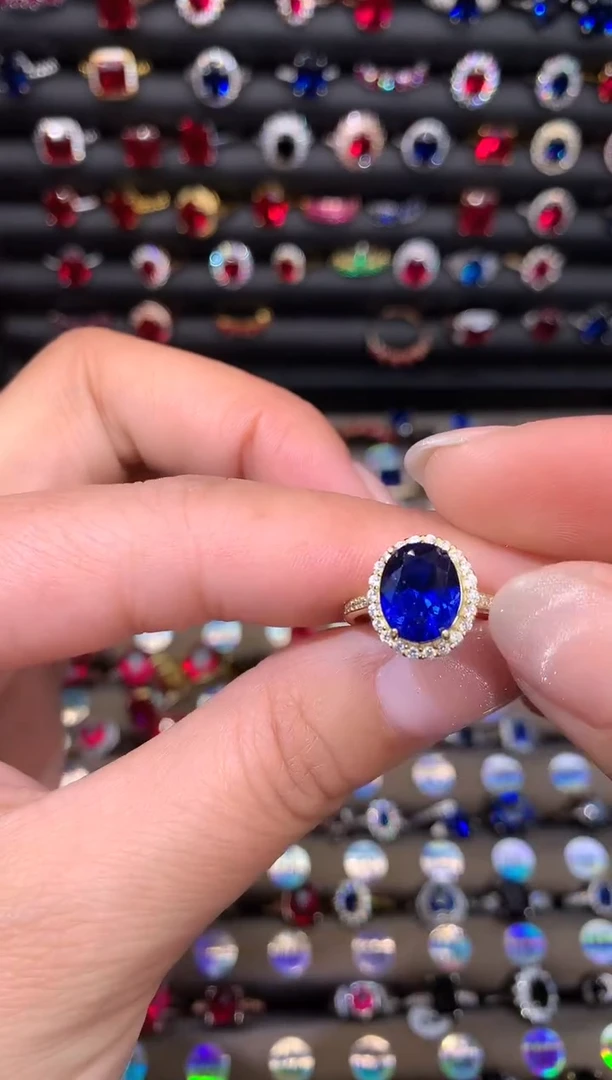 【闪购商品】蓝宝石戒指银S925镶嵌810金