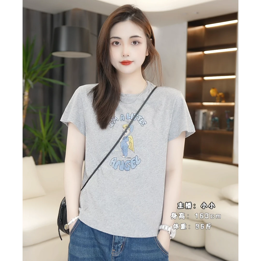 LAZYVISION时尚宽松夏季短袖女士T恤ZMD-31074小小