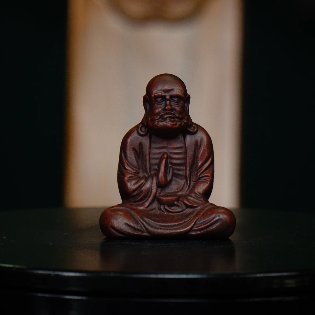 宜兴紫砂 紫 插香达摩