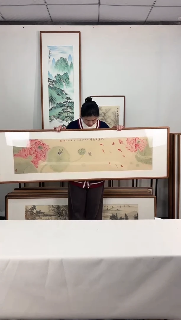 国画手绘*富贵满园*52*172cm
