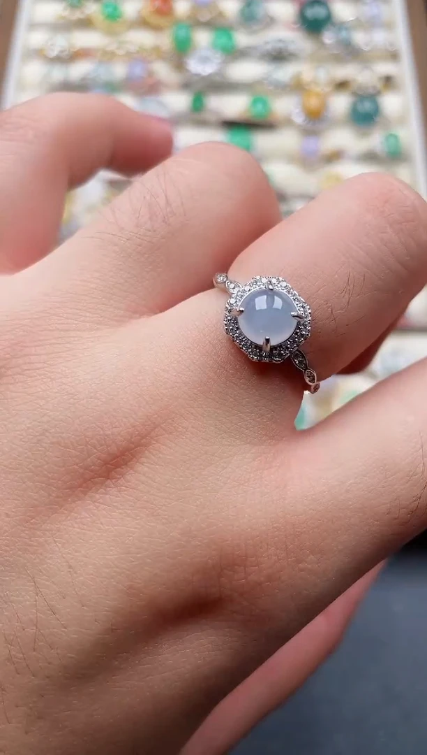 银S925镶嵌戒指翡翠7