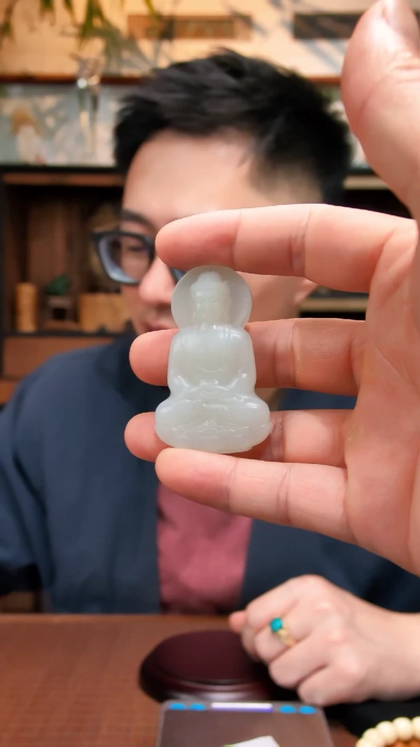 未镶嵌吊坠定制和田玉白玉大日如来佛公吊坠YR编绳（竞）