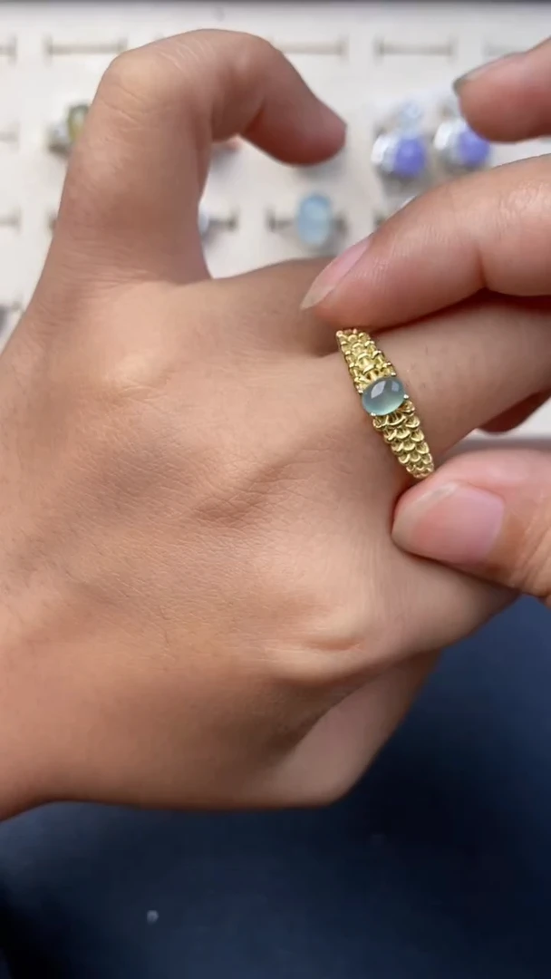 翡翠戒指银S925镶嵌52352