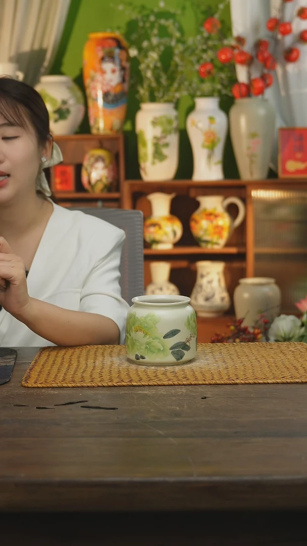 瓷片景德镇纯手工手绘花器摆件