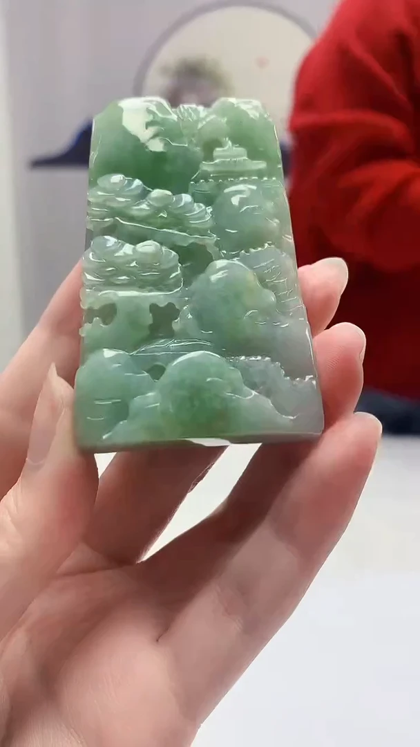 【闪购商品】定制翡翠未镶嵌4902zm-毛货挂件55山水