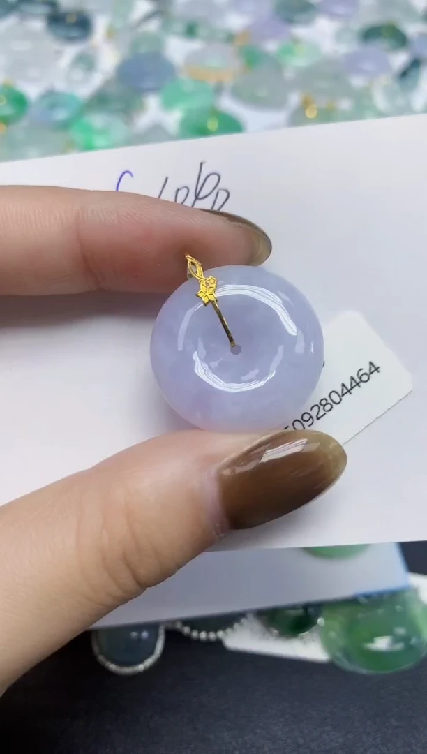 颈饰18K金镶嵌翡翠天然缅甸翡翠A货翡翠百元以上9元证书费自理