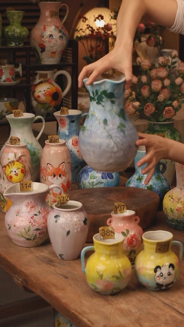 陶瓷景德镇设计师手作花器摆件侘寂风377