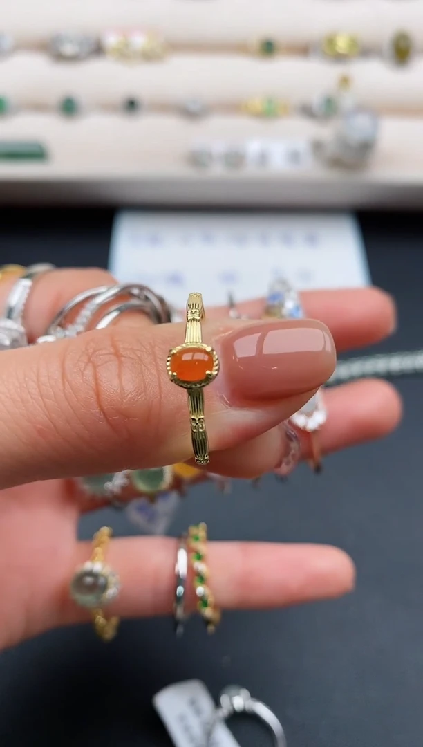 银S925镶嵌戒指翡翠缅甸天然A货翡翠444  4-