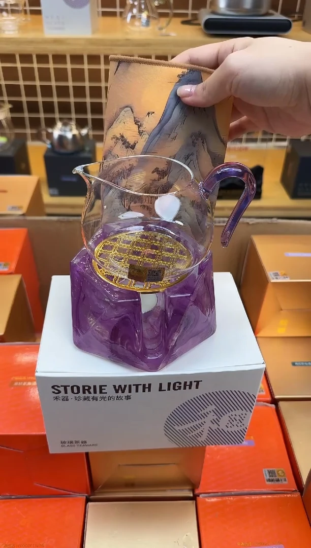 @@禾器晶彩淡然浅紫色+禾器茶巾千里江山