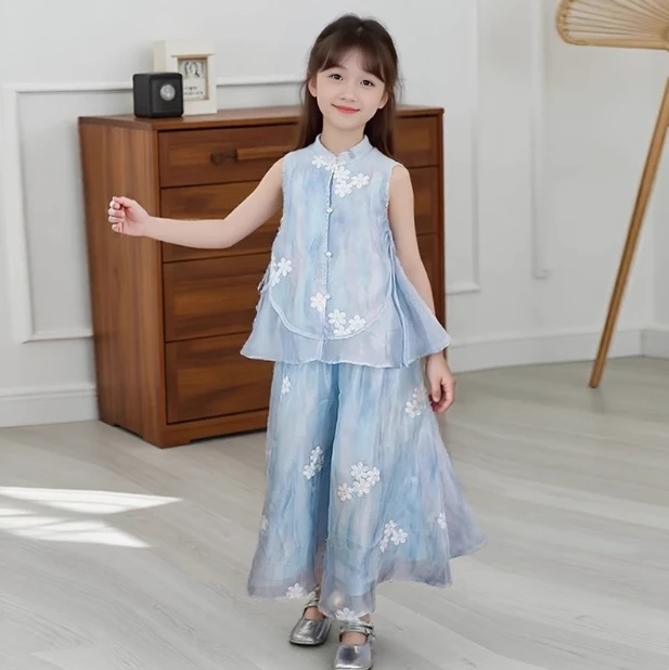 【腿哥】女童夏装套装2025新款儿童夏季古风汉服女孩新中式两件套
