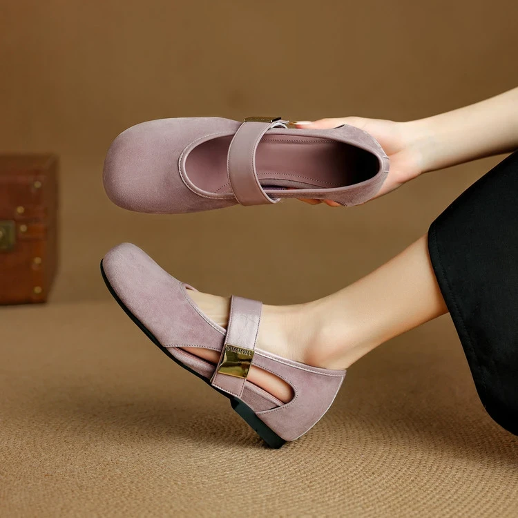 玛丽珍鞋女软皮软底欧若风2025春季气质时尚圆头透气镂空百搭单鞋