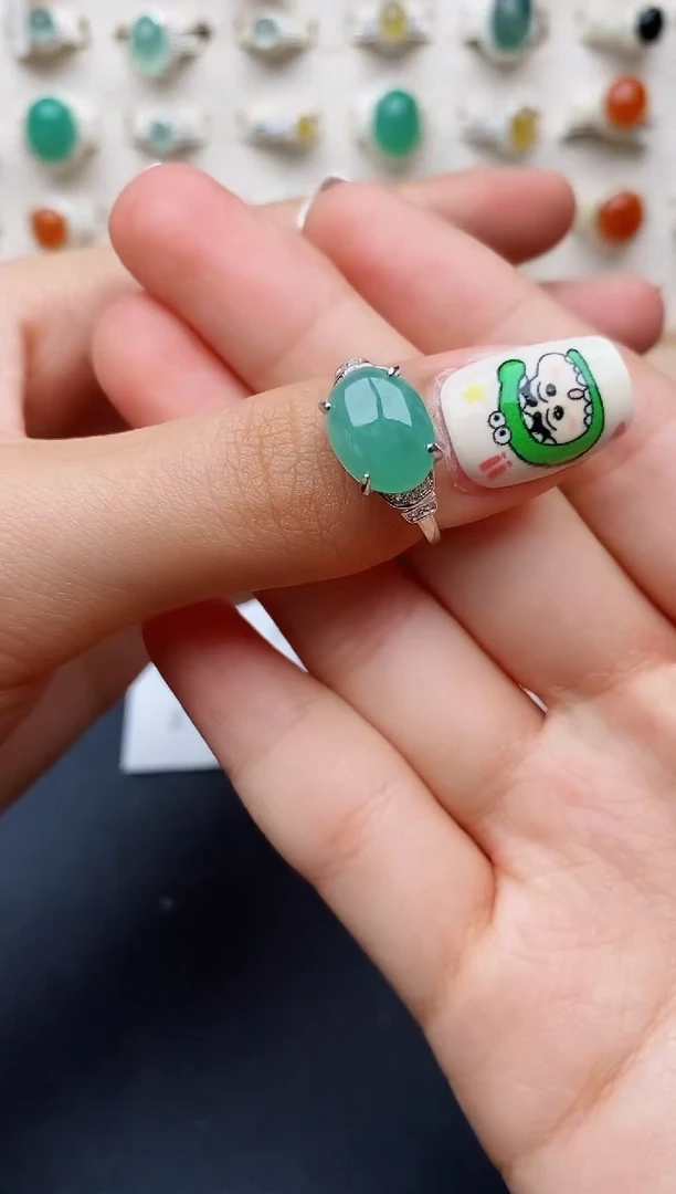 【闪购商品】翡翠戒指银S925镶嵌缅甸翡翠