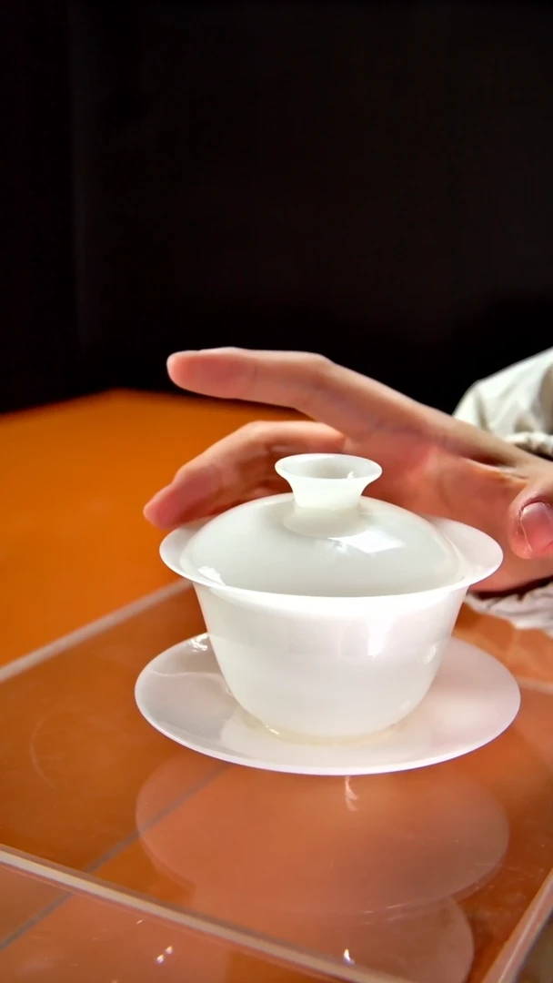 其他陶瓷《言泥陶瓷》高冰冰种璞玉系列 三才盖碗120cc