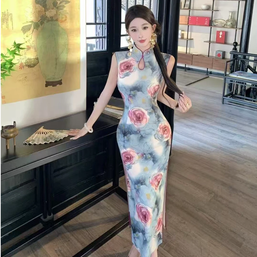 苏故里【一帘风月】文艺复古夏季日常旗袍立领显瘦修身双层衣长120