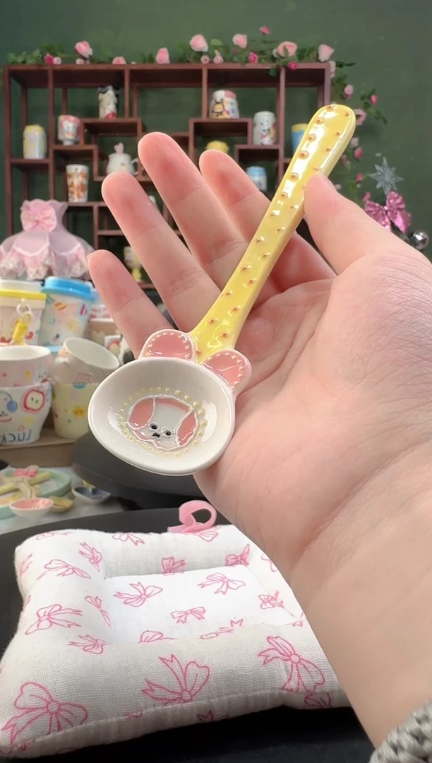 景德镇高温陶瓷釉下彩 玉泥 小勺子