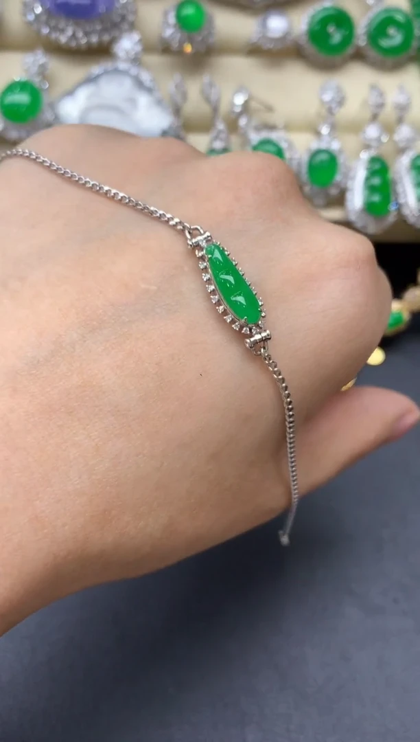 18K金镶嵌手链翡翠400-中国好珍宝