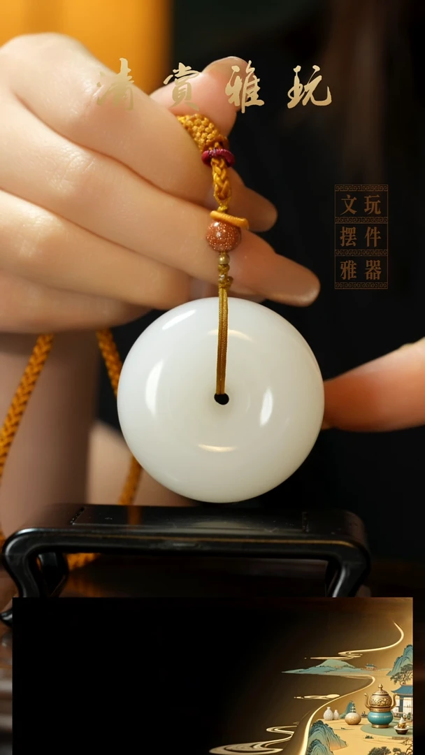 玉《平安扣》手把件摆件