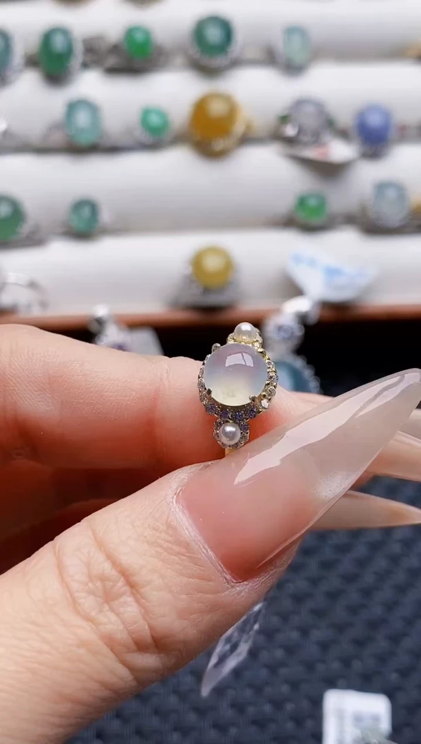 银S925镶嵌戒指翡翠0637