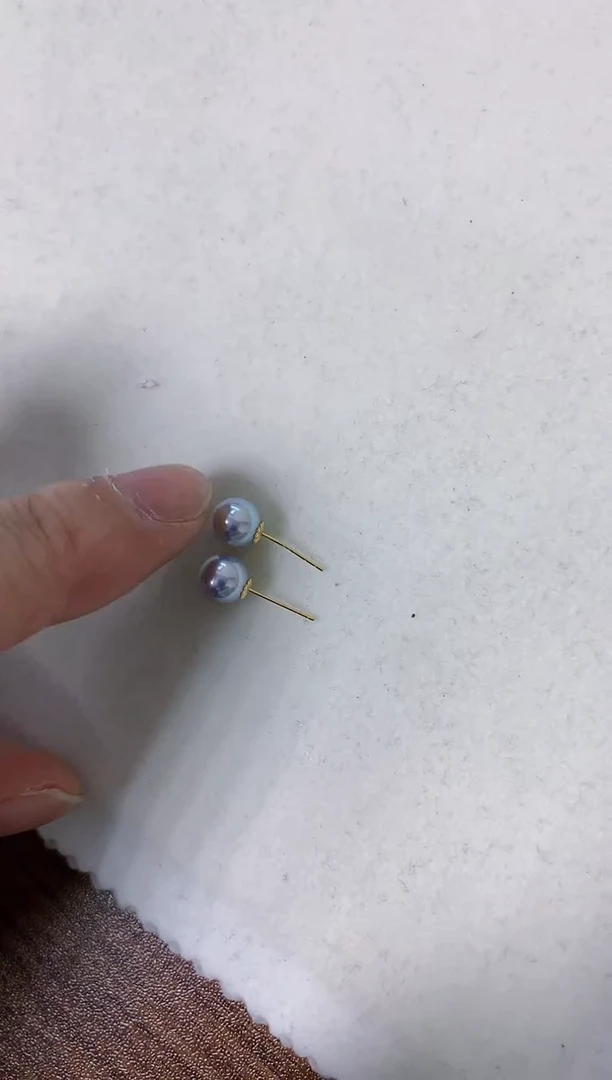 【闪购商品】海水珍珠饰品18K金镶嵌6-7真多麻色素钉定制