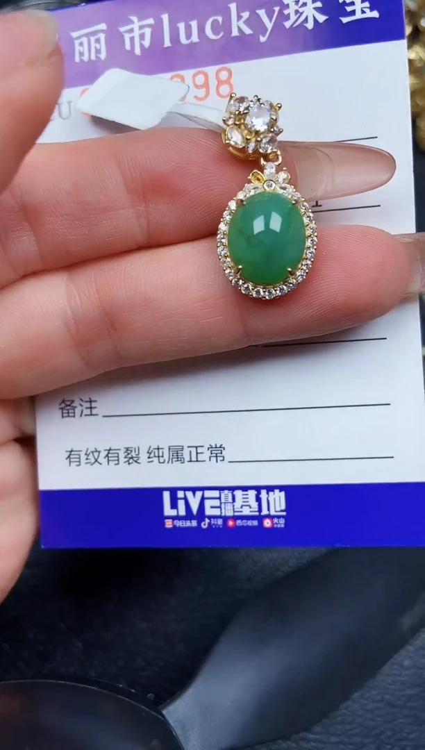 翡翠银S925镶嵌颈饰9398