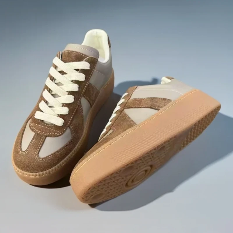 厚底 真皮德训鞋5cm真皮女鞋时尚百搭复古