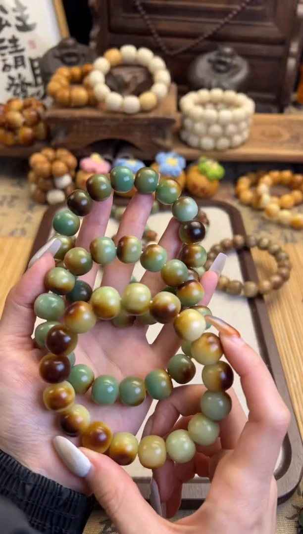 【闪购商品】菩提根/象牙果手串卡14薄荷巧克力胖苹果珠手串浅色