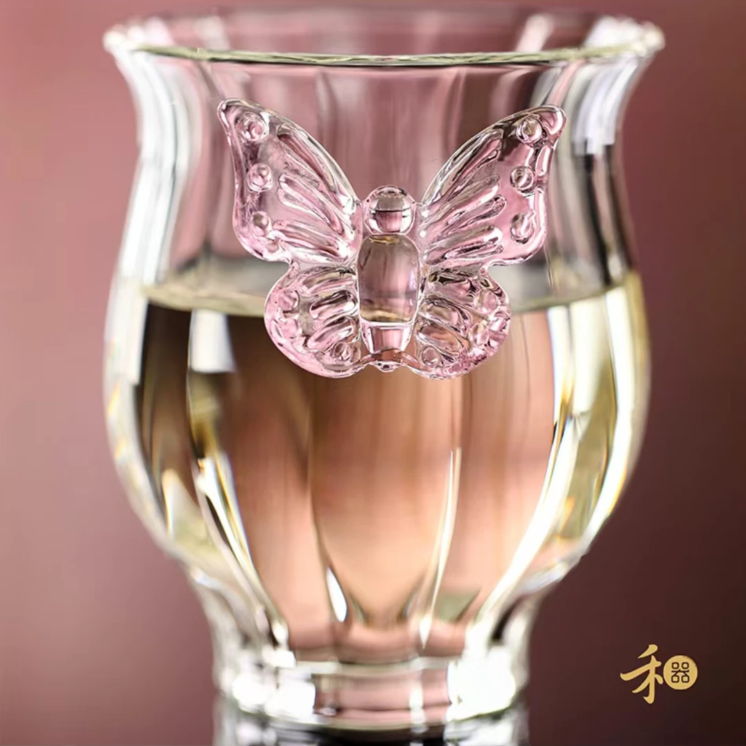 禾器蝶梦杯蝴蝶杯个人杯主人杯客人杯单杯玻璃杯