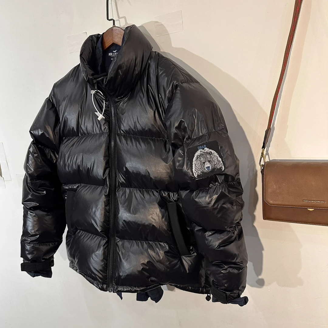 出口秋冬黑羽绒服男款90白鸭绒短款男女面包服加厚冬装情侣潮抗寒