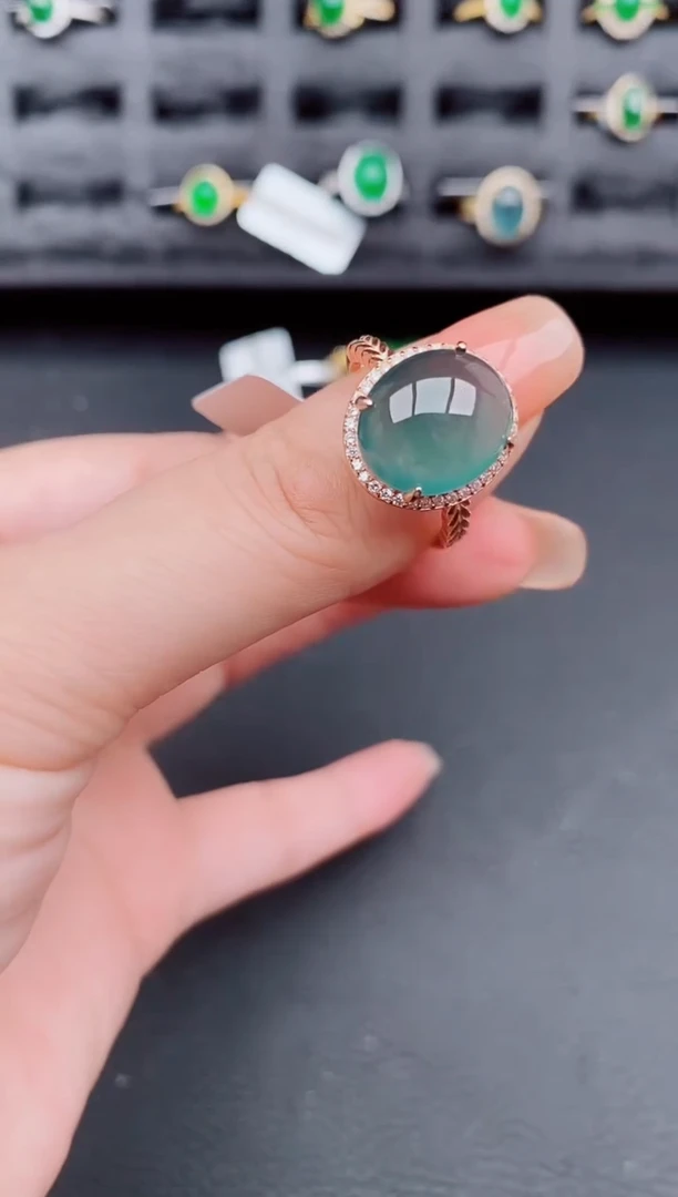 翡翠戒指银S925镶嵌天然a货翡翠315