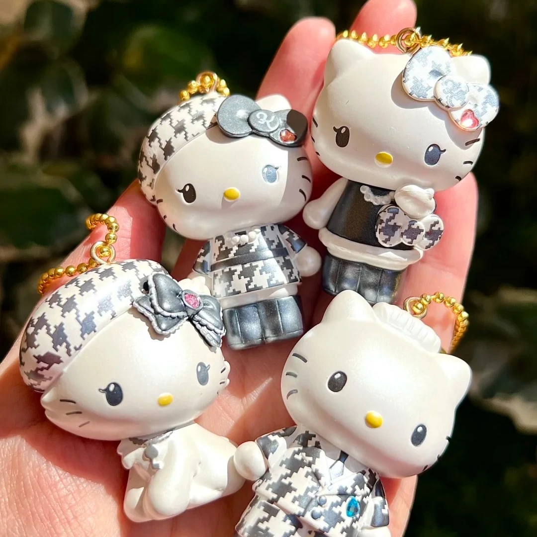 【现场代拆】Hello Kitty黑白千鸟格赫本名媛风千金盲盒挂件