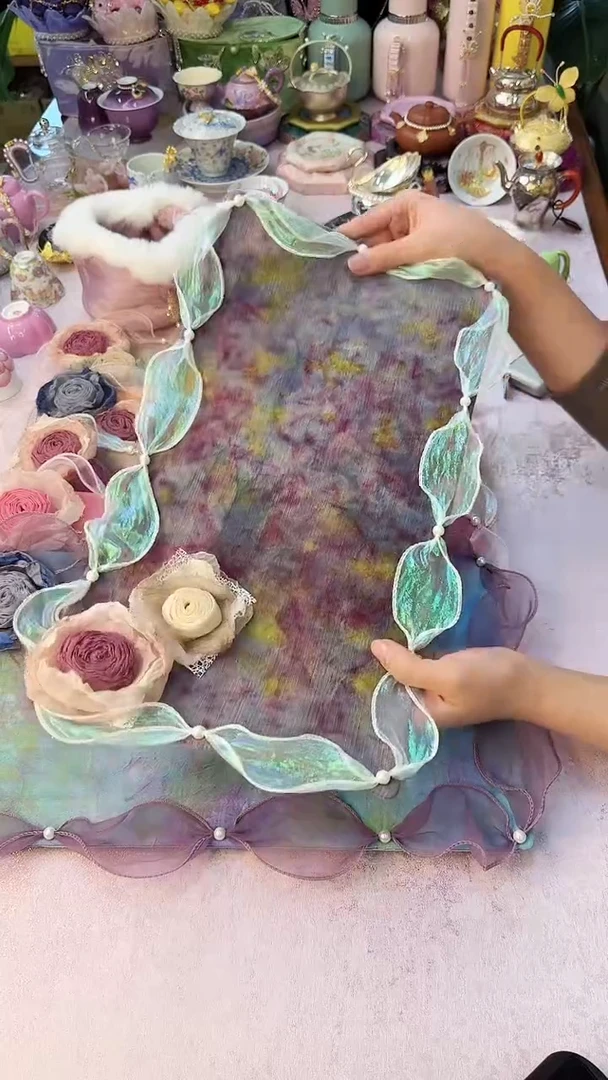 53孤品 烟熏玫瑰 植物扎染 仙女茶席