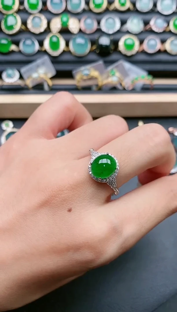 翡翠戒指银S925镶嵌1111111