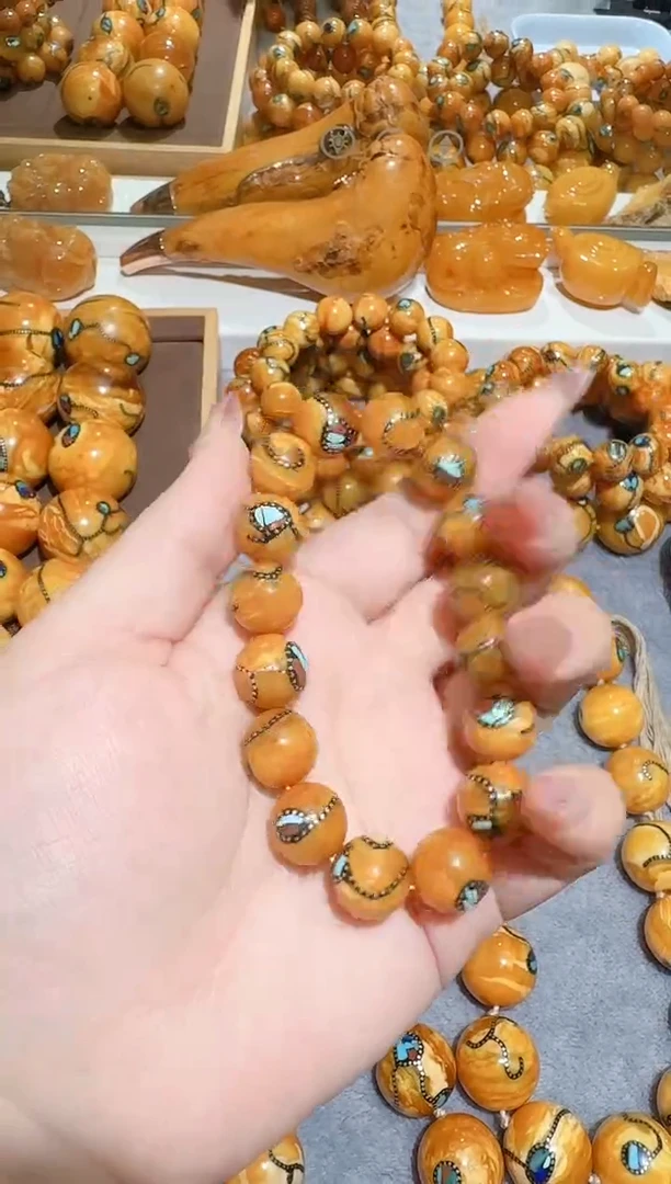 蜜蜡颈饰未镶嵌1946天然蜜蜡珠宝奇石全都保真