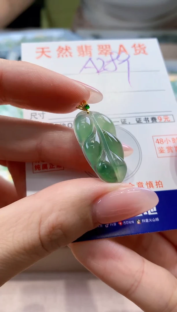 颈饰18K金镶嵌翡翠天然A货翡翠挂件