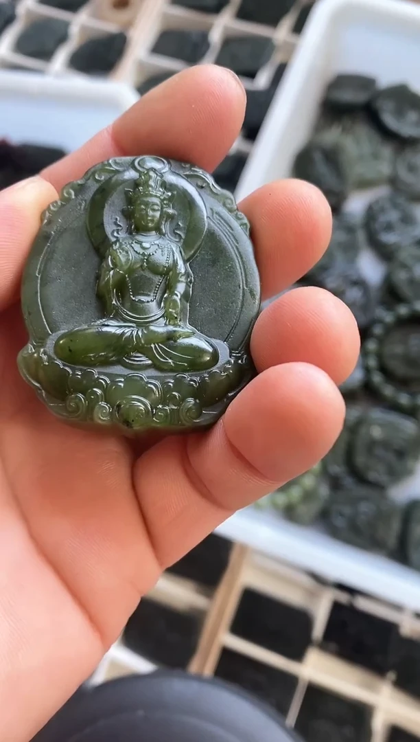 【闪购商品】和田玉吊坠(不含链)未镶嵌碧玉 观音