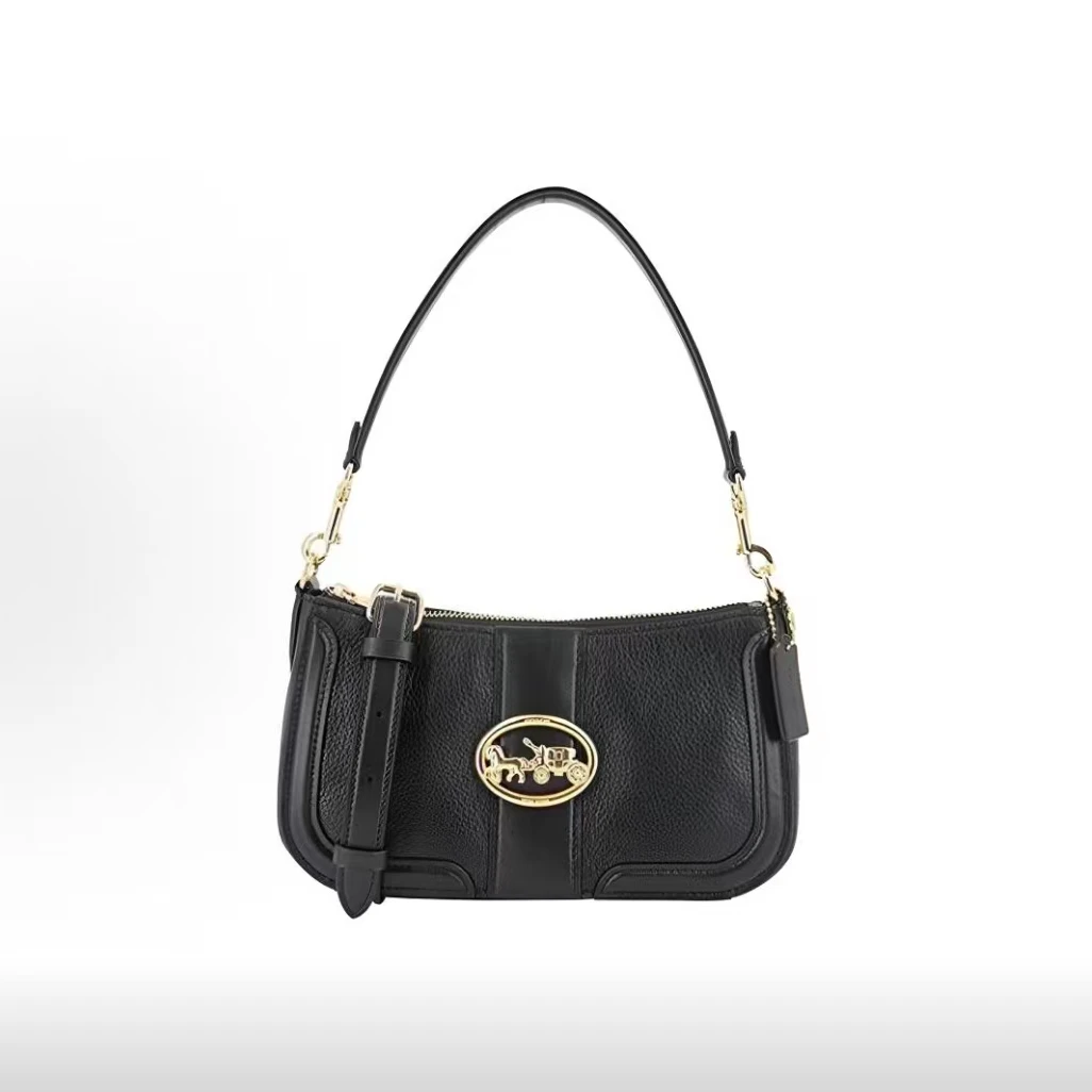 95新 COACH/蔻驰 a1430简约马车扣单肩包25*6*14