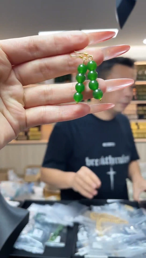 和田玉银S925镶嵌耳饰（多样性单个发货）