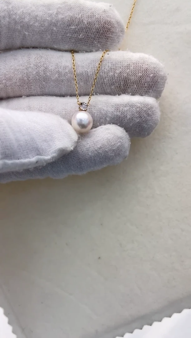 吊坠(赠链)18K金镶嵌海水珍珠戴妃吊坠8.0-9.0mm