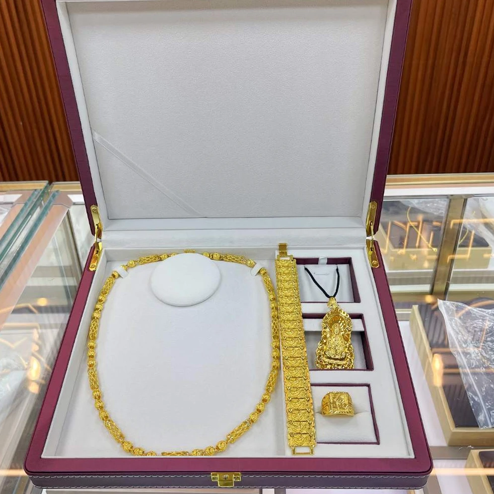 合金项链 2025竹节镂空项链五件套（项链+吊牌+手链+戒指+平安绳）